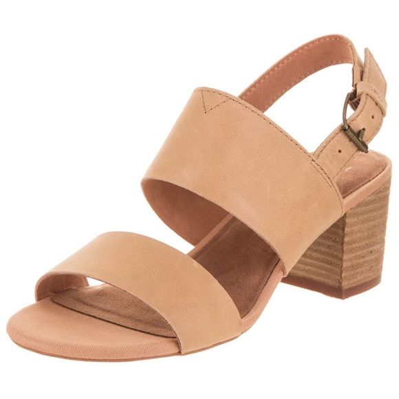 Toms Shoes - TOMS Poppy Suede Heeled Sandals - Honey. Size 9
